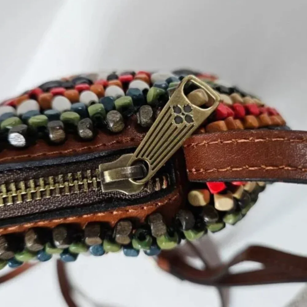 Patricia Nash Scafati Colorful Wooden Bead Canteen Crossbody Bag - Picture 6 of 9